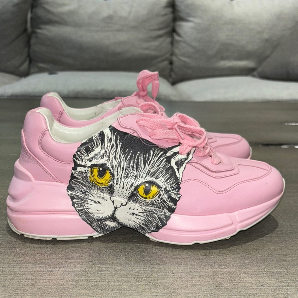 Gucci Pink Cat Face Sneakers